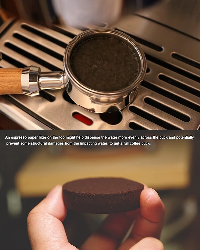 54mm Espresso Paper Filters, 300pcs Disposable Espresso Puck Paper Filters and Filter Storage Holder Compatible with Breville 54mm Portafilters Basket - Keep Shower Screen Clean