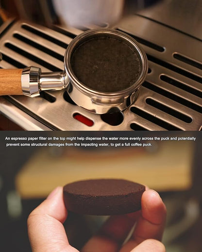 54mm Espresso Paper Filters, 300pcs Disposable Espresso Puck Paper Filters and Filter Storage Holder Compatible with Breville 54mm Portafilters Basket - Keep Shower Screen Clean
