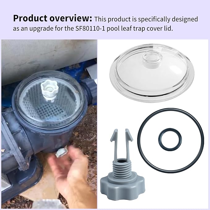 SF80110-1 Leaf Trap Cover Lid 5 inch Have O-Ring & Valve, Fit for Intex 12 Inch Sand Filter Pump (Pump Flow Rate: 2,100 GPH), NOT Fit for Intex 14 & 16 Inch (Rate:2,800 3.000 GPH) Sand Filter Pump