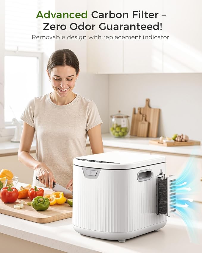 Electric Composter for Kitchen, 2.5L (Max 3.3L) Smart Electric Kitchen Composter with Auto-Cleaning | Odorless | Low Noise | LED Display, Turns Food Waste to Fertilizer, Food Recycler for Home