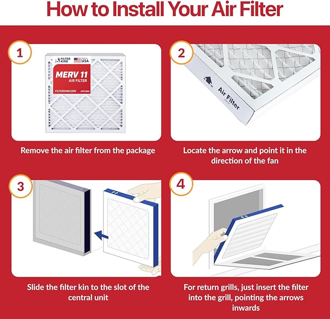 Filter King 21.5x24x1 Air Filter | 6-PACK | MERV 11 HVAC Pleated A/C Furnace Filters | MADE IN USA | Actual Size: 21.5 x 24 x .75"
