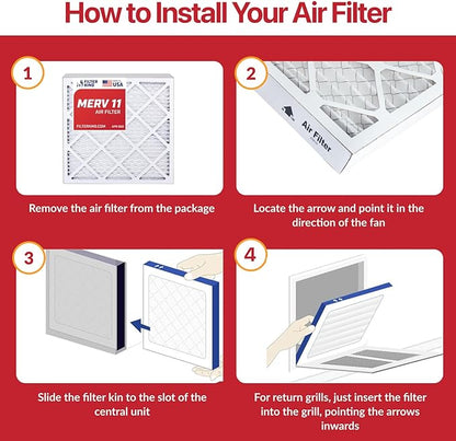 Filter King 16x22x1 Air Filter | 4-PACK | MERV 11 HVAC Pleated A/C Furnace Filters | MADE IN USA | Actual Size: 16 x 22 x .75"