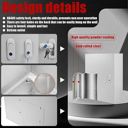 Electrical Box 24 x 16 x 12 Inch Indoor Outdoor Electrical Enclosure Box Steel Junction Box Wall Mounted Universal Electrical Project Box with Safety Locks and Mounting Plates