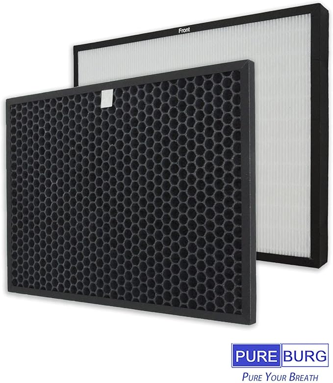 PUREBURG Replacement Filter Pack Compatible with RabbitAir BIOGS CLASSIC SPA-421A SPA-582A Air Purifier,H13 HEPA + Activated Carbon Filter Air Clean dust PM2.5 Odor