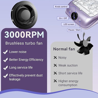Nail Dust Collector with LED Display - Adjustable Speed, Professional Dust Collector Nail Tech with Reusable Filter for Acrylic Nails Polishing Manicure Salon Home
