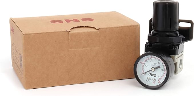 SNS Air Pressure Regulator Female Thread 1/8 NPT 0-150 PSI Adjustable, Bracket, With Gauge AR2000-N01