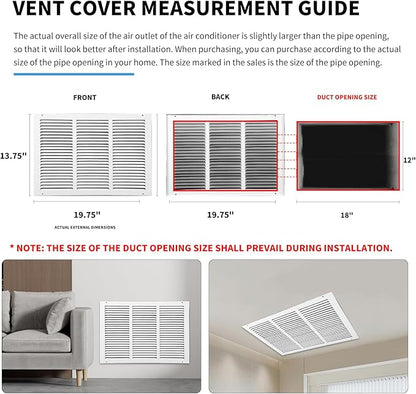 18x12 Return Air Grille(Duct Opening Size),Air Return Vent Cover,Flat Vent Cover,Rejillas De Aire Acondicionado Para Casa,Return Air Grilles,Outer Dimensions:19.75"Wx13.75"H(18"W x 12"H, Duct Opening)
