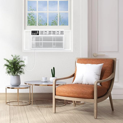 Whirlpool 18,000 BTU 230V Window Air Conditioner with Supplemental Heat, Window Mounted AC Unit with Heater for Apartment, Living Room, Bedroom, Large Rooms up to 1000 Square Feet