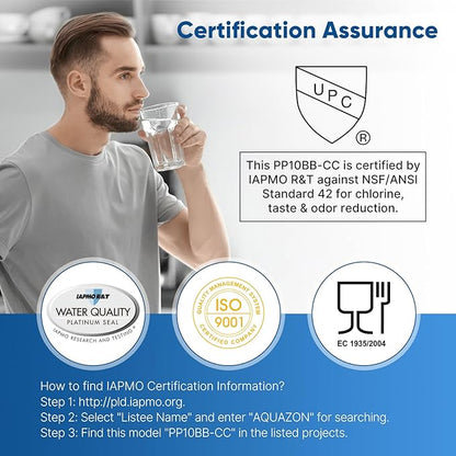 PUREPLUS 5 Micron 4.5"x 10" Whole House Water Filter Combo Kit with Sediment& Carbon, and Iron Reduce Filter, Replacement for GE FXHTC, GXWH40L, GXWH35F, GNWH38S, RFC-BBSA, WRC25HD, RFC-BB, 1PACK
