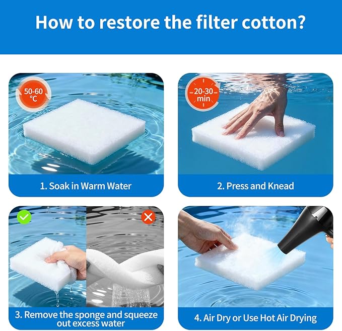 2" Thick Koi Pond Filter Pad, 24" x 56" Fish Pond Filters for Outdoor Ponds, Pond Filter Media, Pond Filter Material, White Bulk Roll-Cut to Size-Fit for Aquarium Filter Floss