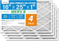 LotFancy 16x25x1 Air Filter MERV 8 4-Pack, Electrostatic Pleated Furnace & AC Filter, Captures Dust, Pet Hair, Pollen, Actual Size: 15.75"x24.75"x0.75"