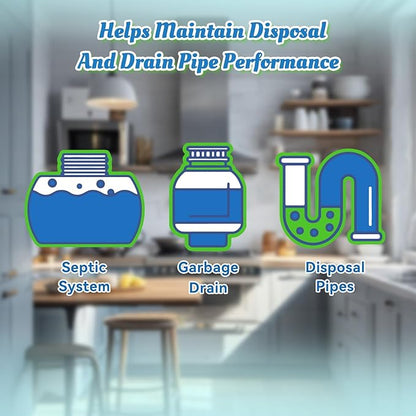 Garbage Disposal Cleaner Deodorizer Tablets-48 Pack Deep Cleaning Disposer Descaler Freshener-Heavy Duty Grease Grime Limescale Odor Smell Remover-for Kitchen All Disposals Mint Foaming 2 Year Supply