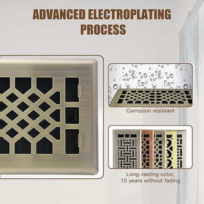 Bronze Color Floor Register Heavy Duty Walkable Steel Ease Adjust Air Vents 4X10 Inch Floor Vent Air Vents for Home