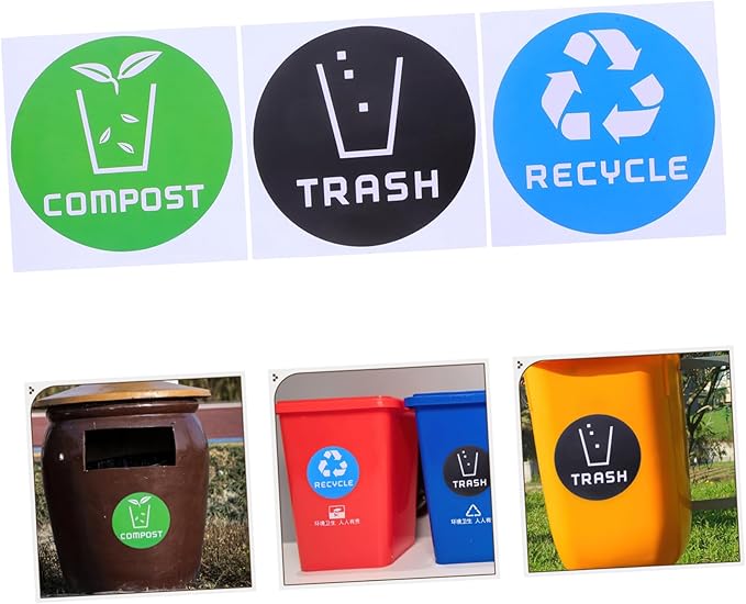 Milisten 6pcs Decorative Trash Classification Stickers Labels for Waste Sorting Recycling Strong Adhesion Stain-Resistant Easy Application for Bins Cans