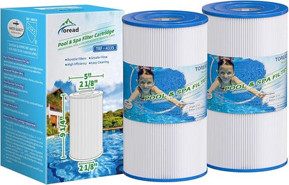 TOREAD Replacement for Spa Filter PRB35-IN, Unicel C-4335, Guardian 409-219, Filbur FC-2385, 03FIL1300, 17-2482, 25393, 303557, 817-3501, R173431, 35 sq.ft, 5 X 9 Drop in Hot Tub Filter, 2 Pack