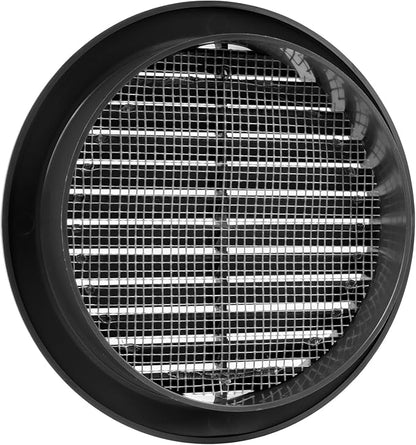 Vent Systems 5'' Inch - Black - Soffit Vent Cover - Round Air Vent Louver - Grill Cover - Built-in Mesh Screen - HVAC Vents for Bathroom, Home Office, Kitchen