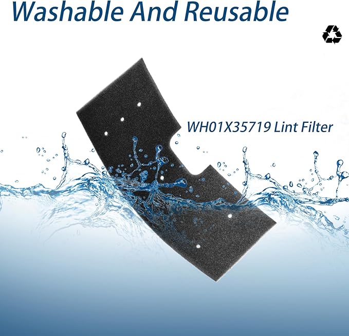 WH01X35719 Lint Filter,WH01X35719 Washer Dryer Filter Sponge Compatible With GE Washer Dryer Combo,Hand Washable Reusable Foam Lint Filter,Replaces WH01X35719 For PFQ97HSPVDS Washer Dryer (Pack of 6)
