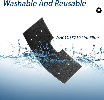 WH01X35719 Lint Filter,WH01X35719 Washer Dryer Filter Sponge Compatible With GE Washer Dryer Combo,Hand Washable Reusable Foam Lint Filter,Replaces WH01X35719 For PFQ97HSPVDS Washer Dryer (Pack of 6)