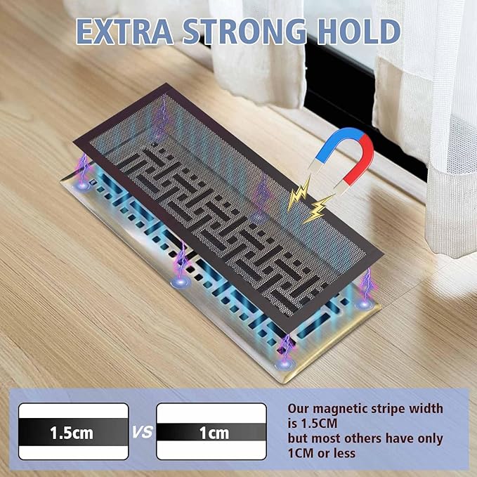 4 Pack 40cm x 30cm Magnetic Floor Vent Cover - Customizable Size PVC Mesh Register for Wall Ceiling Floor Catch Debris Hair Insect (Black)