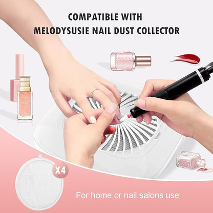 4 Pack Reusable HEPA Filters for MelodySusie Nail Dust Collector, Compatible with SPro/XC320J, Home or Salon Use