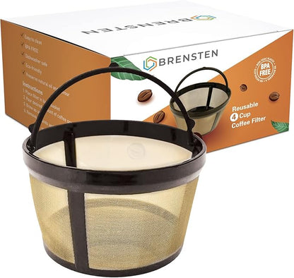 4 Cup Reusable Filter Basket With Closed Bottom Fits MrCoffee Coffee Maker and Brewer - Permanent Filter Replacement Compatible With Mr Coffee Gold Basket-Style Filters 1-Pack