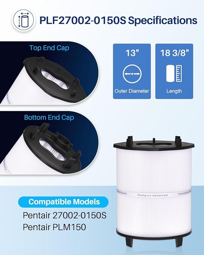 27002-0150S Pool Filter Cartridges Compatible with pentair sta-rite 27002-0150S, System 2 Modular Media Pool and PLM150 D.E. Filter with 24800-0121 Air Bleed Assembly