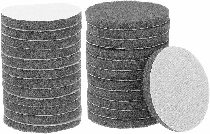 HARFINGTON 24pcs Scrubber Scouring Pads 800 Grits 4 Inch Drill Power Brush Hoop and Loop Surface Conditioning Disc Drill Scuffing Disc Scrub Pads for Home Kitchen Cleaning, Gray