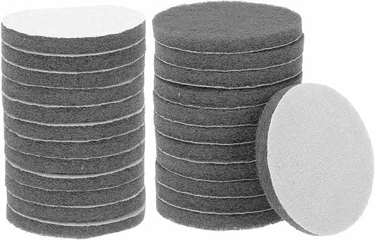 HARFINGTON 24pcs Scrubber Scouring Pads 800 Grits 4 Inch Drill Power Brush Hoop and Loop Surface Conditioning Disc Drill Scuffing Disc Scrub Pads for Home Kitchen Cleaning, Gray