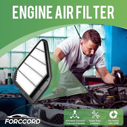 Cabin & Engine Air Filter Combo Fit for Traverse 2009-2017, Acadia 2007-2016, Limited 2017, Enclave 2008-2017, Outlook 2007-2010 Carbon Cabin Filter Replace#CF11663 CA10110 Car Accessories