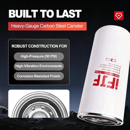 iFJF F1810PM0 Fuel Filter Element Spin-on Particulate Replacement for 1200KTG9075 Filter Head 18 GPM 1-12UN 10 Micron Carbon Steel Canister