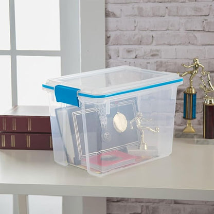Sterilite 6-Pack Gasket Box, Weather-Resistant Storage Bins with Latching Lids, 20 Quart - Heavy-Duty Organizing Containers for Closet, Bathroom, and Office