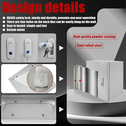 Electrical Box 12 x 12 x 8 Inch Indoor Outdoor Electrical Enclosure Box Steel Junction Box Wall Mounted Universal Electrical Project Box with Safety Locks and Mounting Plates