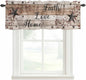 Rustic Star Brown Curtain Valances for Windows, Kitchen Valance Window Treatment, Vintage Plants Berry Wooden Grain Light Filtering Block Curtains for Bathroom/Bedroom/Living Room 54'' x 18''