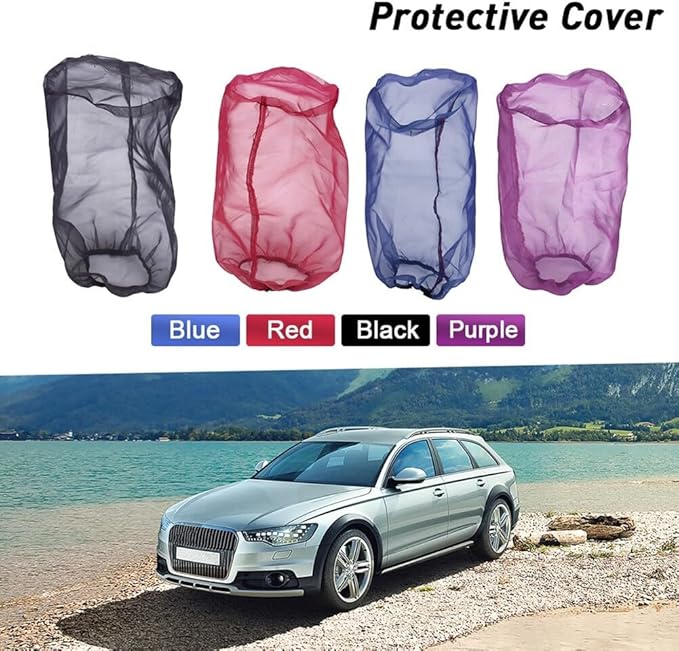 Car Intake Filter Mesh Cover Polyester Cloth Oilproof And Dustproof Cover Cold Air Filter Protector Cover Rain Sock Protective for Motorcycle Automotive (Type B Black)