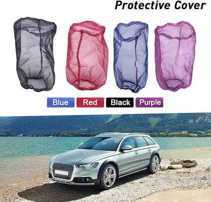Car Intake Filter Mesh Cover Polyester Cloth Oilproof and Dustproof Cover Cold Air Filter Protector Cover Rain Sock Protective for Motorcycle Automotive (Type B Red)
