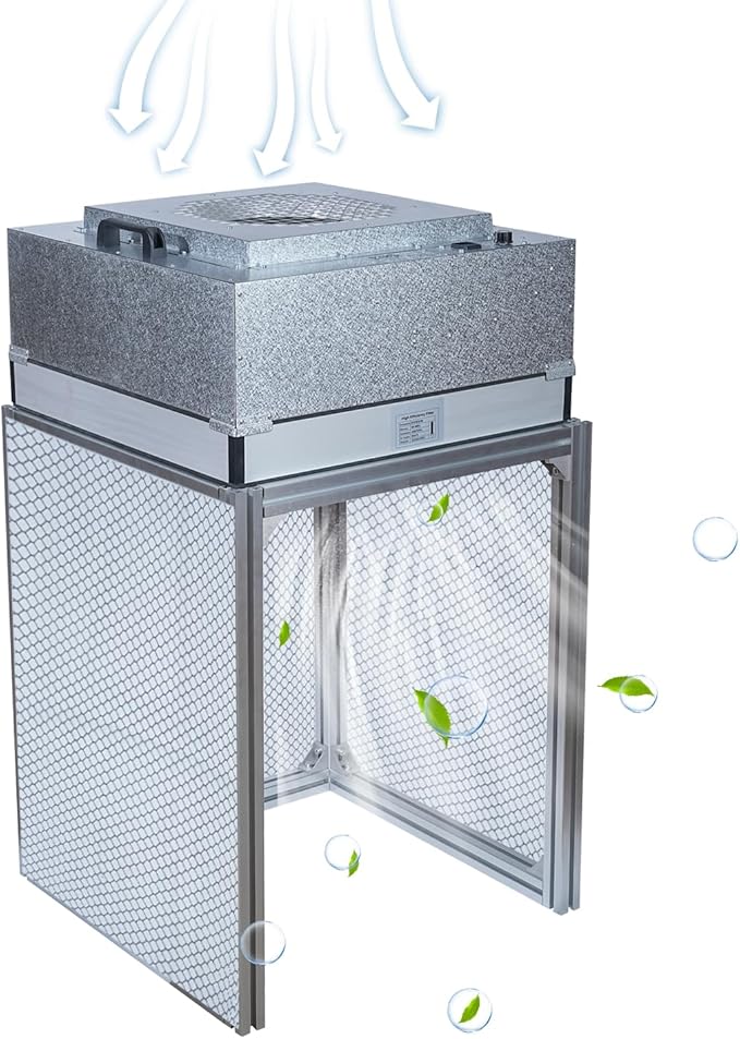 FFU HEPA H14-Filter Laminar Flow Hood Updated FanFilter Unit（Include HEPA Filter）100/ISO Class 5 Cleanroom/Laboratory/Cleanroom/Mushroom Room, Laminar Air Flow Hood(22.6"x22.6"110V)