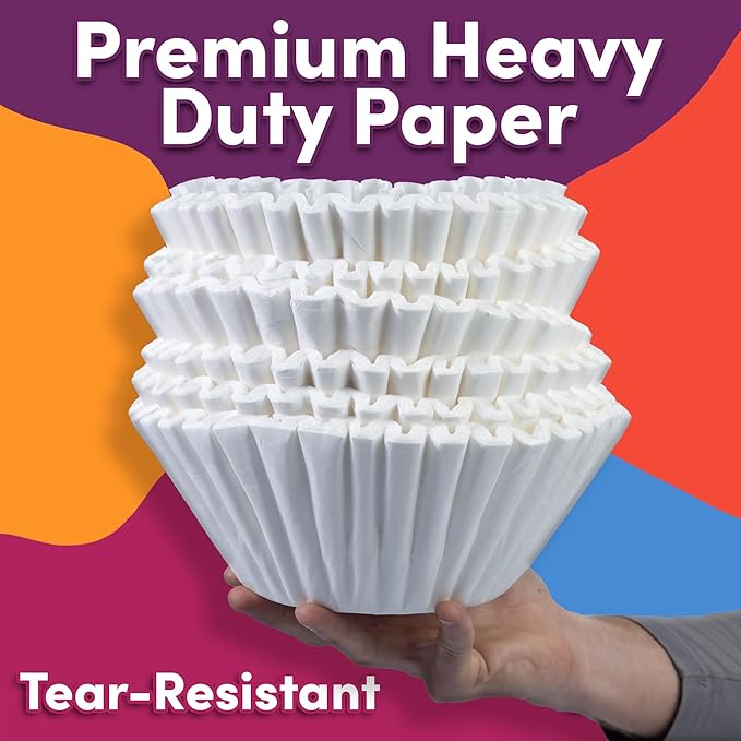 Extra Large Coffee Filters - (12.5” x 4.5” Inch) For 1.5 to 3 Gallon Commercial Machines - Premium Quality, Tall & Wide, No Ground Overflow - Restaurant & Cafe Use (250-Count Bulk Pack)