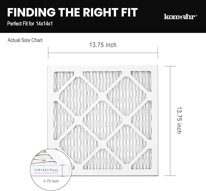 14x14x1 Air Filter MERV 8 (6-Pack), HVAC/Furnace AC Filter Replacement, Dust Defense–Comparable with MPR 600 & FPR 5 (Actual 13.75x13.75x0.75)