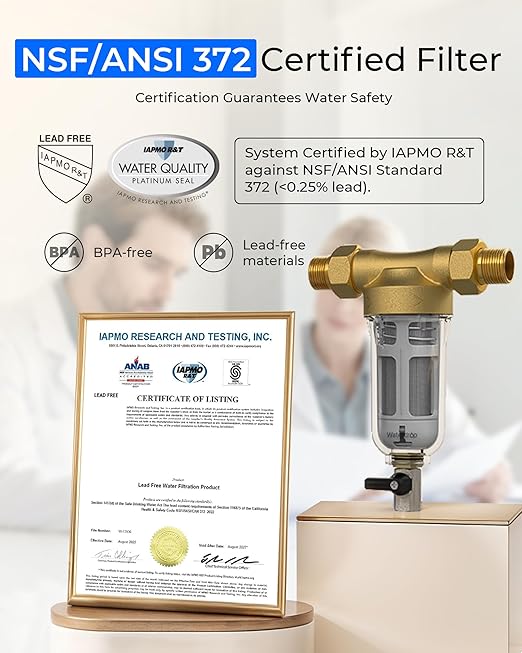 Waterdrop Spin Down Sediment Filter, Backwash Whole House Water Filter System for Well Water, 40-50 Micron, 1" MNPT + 3/4" FNPT + 3/4" MNPT, Traps Sand, BPA Free, WD-RPFK