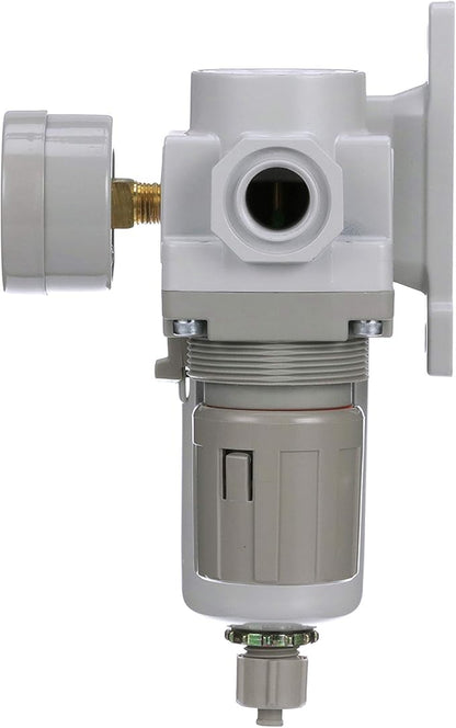 PneumaticPlus SAU320-N03G Compressed Air Filter Regulator Combo 3/8" NPT - Poly Bowl, Manual Drain, Bracket, Gauge