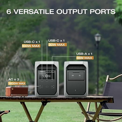 EF ECOFLOW Solar Generator Delta 3 Classic 1024Wh with 110W Solar Panel, LFP Battery Portable Power Station 1800W AC/100W USB-C Output (3600W Surge), 1 Hr Fast Charge for Home, Camping, RV