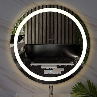 Illuminated Bathroom Mirror 800 x 800 MM Round LED Wall Mounted Vanity Mirror with Touch Sensor and Demister Pad Anti -Fog Makeup Mirror for Home Hotel IP44 Rated