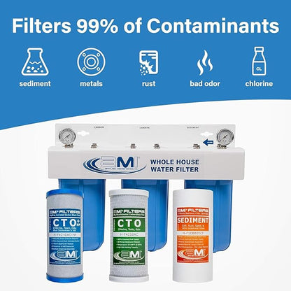 Applied Membranes Inc. 3-Stage Whole-House Water Filter System with 10-Inch Sediment and Carbon-Block Filters