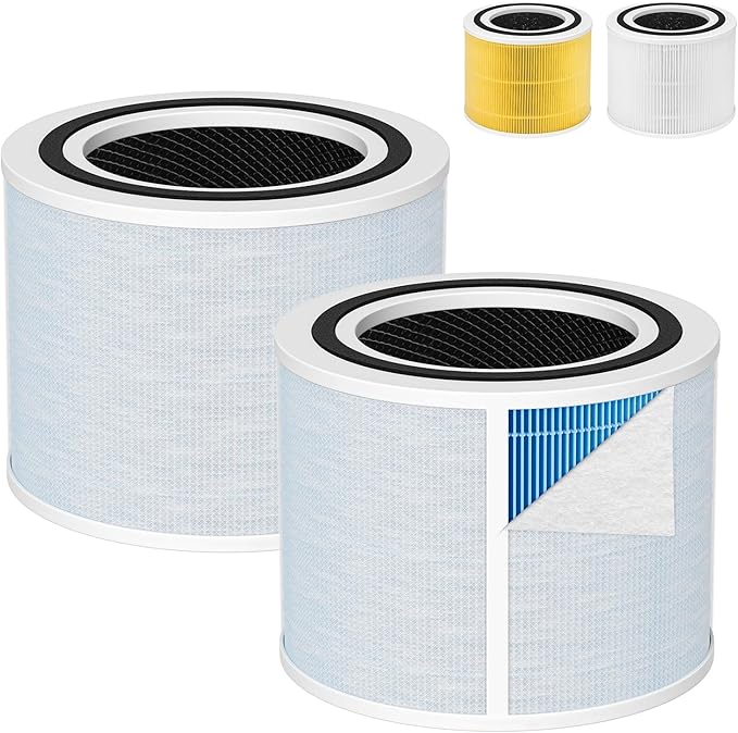 Core 300 Smoke Replacement Filter for LEVOIT Core 300-P Core 300 Core 300S Core 300S-P VortexAir Air Purifie-r, Core 300-RF, 4-in-1 HEPA Activated Carbon, 2 Pack, Blue
