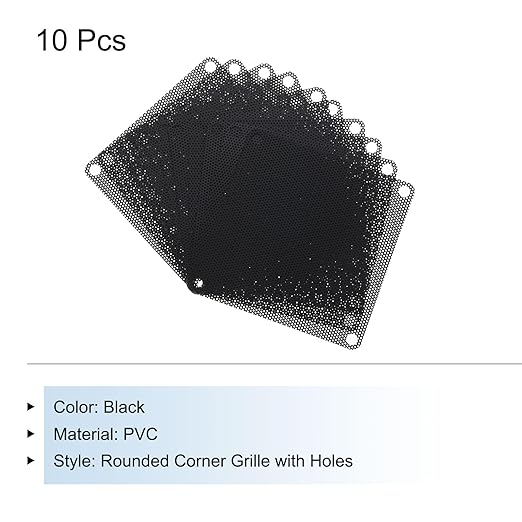 MECCANIXITY 10PCS PC Dust Filter, 80mmx80mm PVC Computer Case Cooler Dustproof Mesh Cover Fan Grills for Computer Chassis Speaker, Black