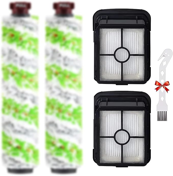 for CrossWave Pet Pro 2306A CrossWave 1785 Series Replacement Parts 2 Pack 2460 Multi-Surface Pet Pro Cleaner Brush Rolls Tangle-Free+2 Pack 1866 Vacuum Filters Part 1613568 1608684
