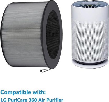 PuriCare 360 Replacement Filter Compatible with LG PuriCare 360 Air Purifier 3-in-1 Pre-Filter HEPA & Activated Carbon Filter for Home Large & Small Room Bedroom (AS601HBB0)