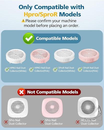 4 Pack HPro Nail Dust Collector Replacement Filters, Compatible with MelodySusie Nail Dust Collectors Models HPro/SProR, Filters 99% of Nail Dust, Reusable & Easy to Clean, White