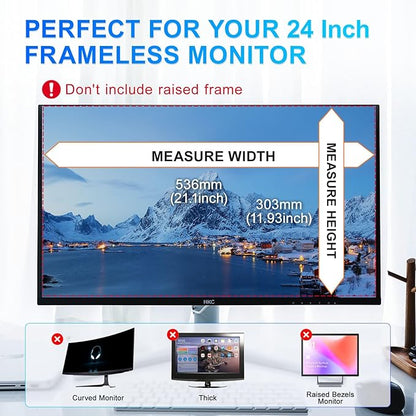 2Pack Magnetic 24 Inch Privacy Screen for Computer Monitor 16:9 Aspect Ratio, Hanging Removable Anti-Blue/Glare Protector Film, Anti Spy Desktop Security Private Filter 24in