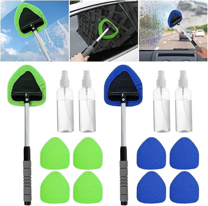 Compatible for Window Scraping Mist Eliminator Microfiber Car Cleaner Telescopic Windshield Cleaning Tools Auto Accessories(Blue)